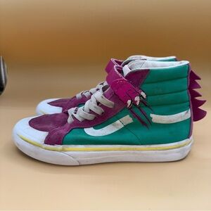 Vans Kids Purple & Green Dino Sk8-Hi Reissue 138 Sneakers, Kids Size 3, Preowned